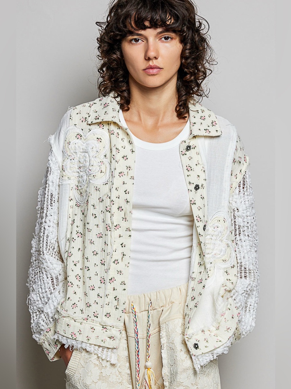 Little Roses by POL button down chambray top - Picture 1 of 4